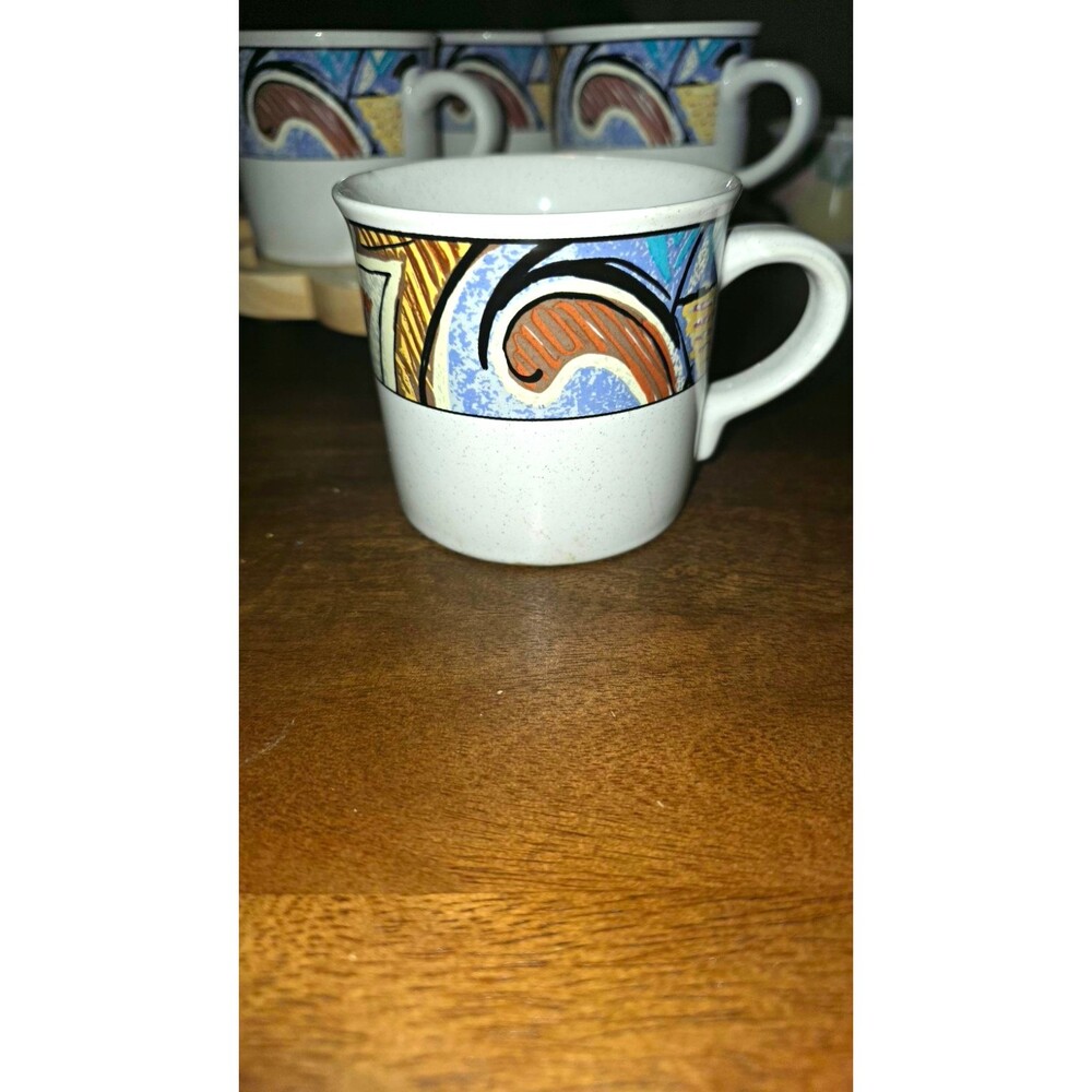 Studio Nova Taboo Y2227 Stoneware Coffee Mugs Set of 4 Abstract Geometric 8 oz